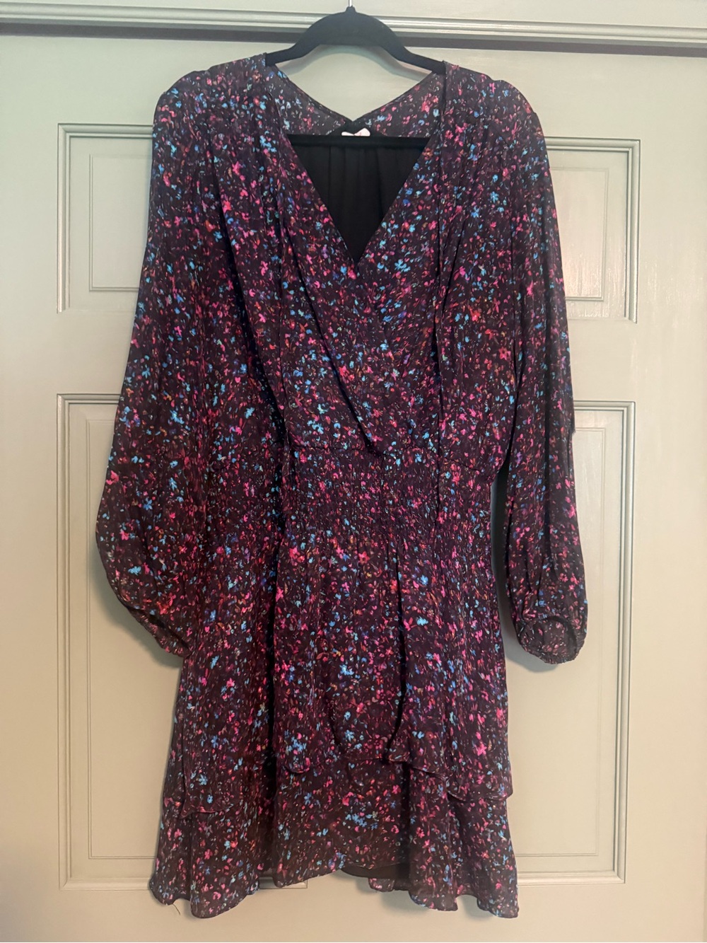 Parker Dark Plum Floral Mini Dress with Pink and Blue Accents